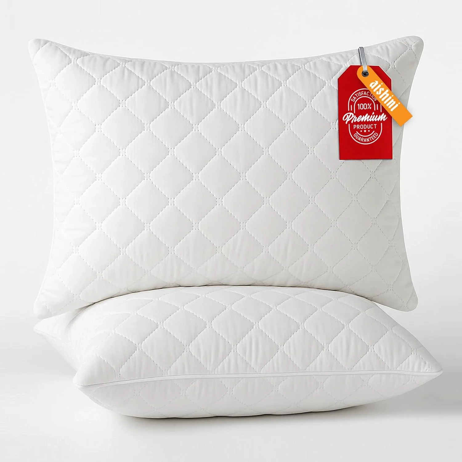 بالش میکروفایبر لحافی Aishini® ابعاد 45 در 70 سانتی متر، بالش های هتلی لوکس برای خواب، بالش های تخت وکیوم شده برای خواب، بالش خواب سبک وزن لوکس و نرم و راحت سفید تک عددی (750 گرم)