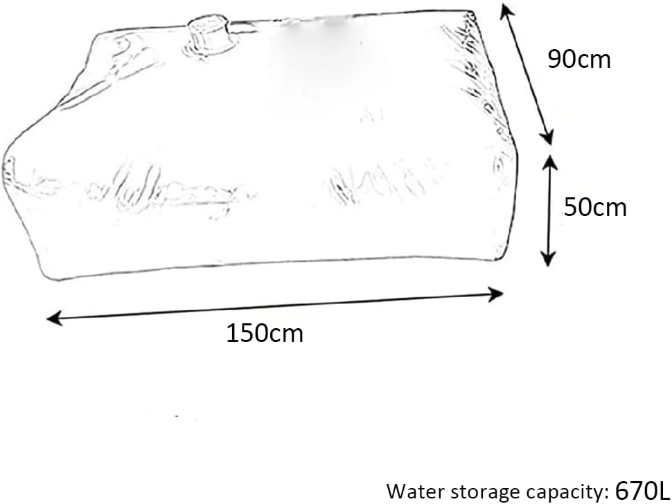 مخزن آب باران انعطاف پذیر ZCBYBT مناسب فضای باز، کیسه ذخیره آب با ظرفیت بالا، تانک آب تاشو و سبک با شیر برای کشاورزی مقاوم در برابر خشکسالی و آتش نشانی، 1.5 * 0.9 * 0.5 متر: 670 لیتر