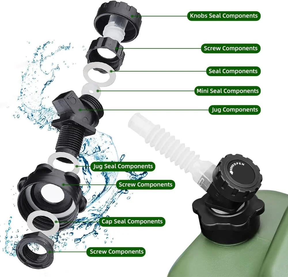 مخزن آب کمپینگ، تانکر ذخیره آب قابل حمل با شیر، سطل بزرگ سبز ارتشی 5 گالنی بدون BPA، مکعب آب اضطراری برای پیاده روی، تجهیزات باربیکیو، لوازم بقا، کیت قمقمه