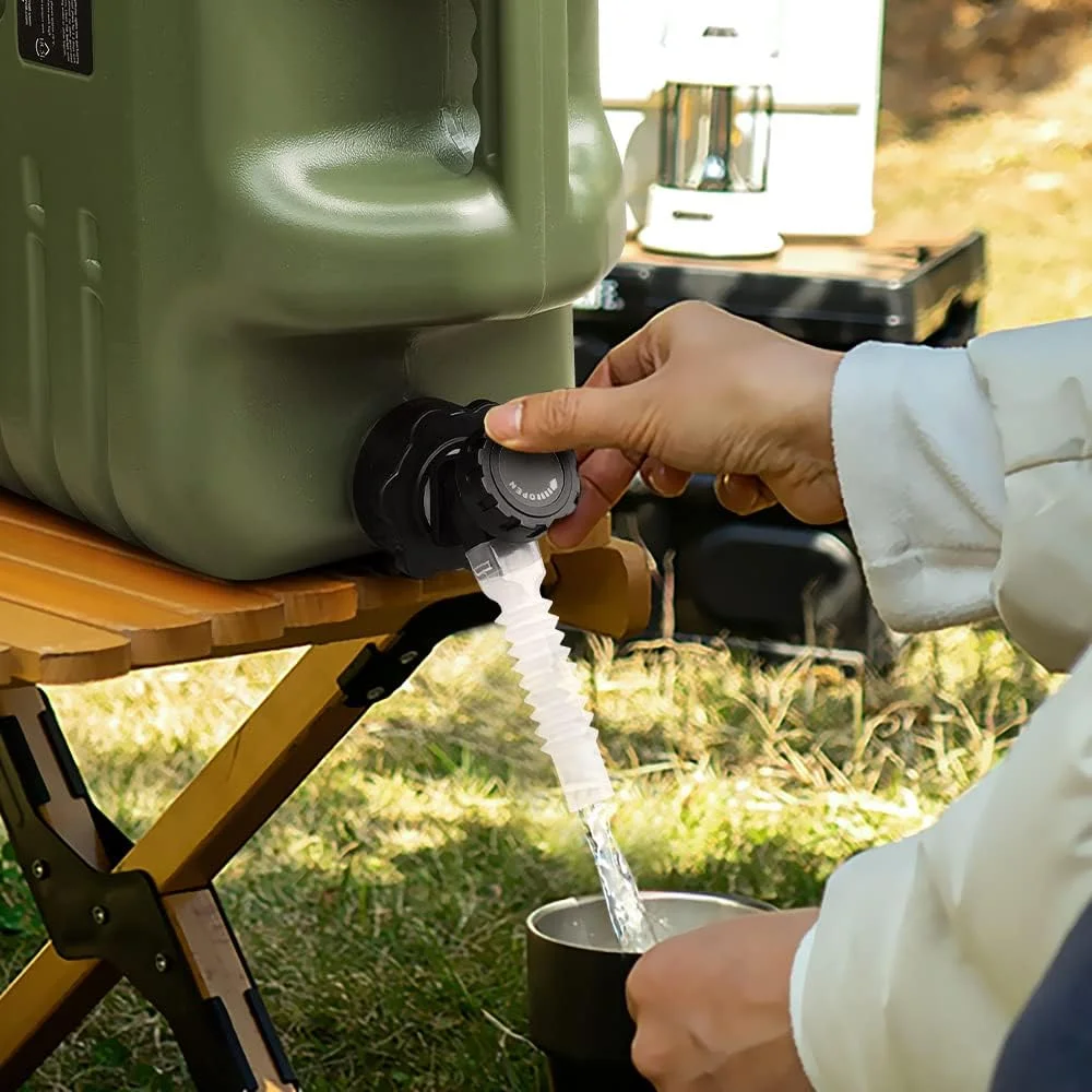 مخزن آب کمپینگ، تانکر ذخیره آب قابل حمل با شیر، سطل بزرگ سبز ارتشی 5 گالنی بدون BPA، مکعب آب اضطراری برای پیاده روی، تجهیزات باربیکیو، لوازم بقا، کیت قمقمه