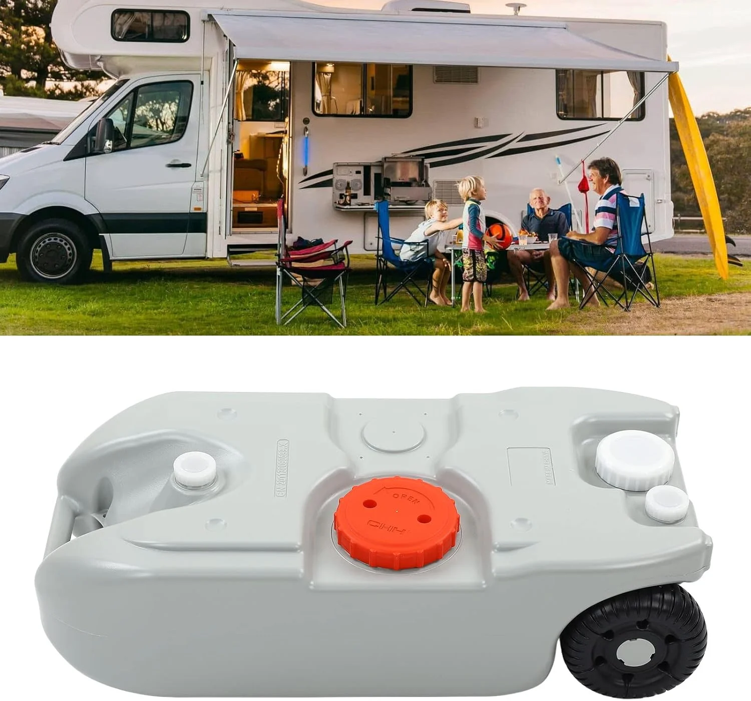 مخزن آب قابل حمل Zhed، ظرفیت بزرگ 40 لیتری، مخزن آب جهانی HDPE RV، نوع قرقره ای، لوازم جانبی قایق، مخزن آب قایق برای RV و قایق