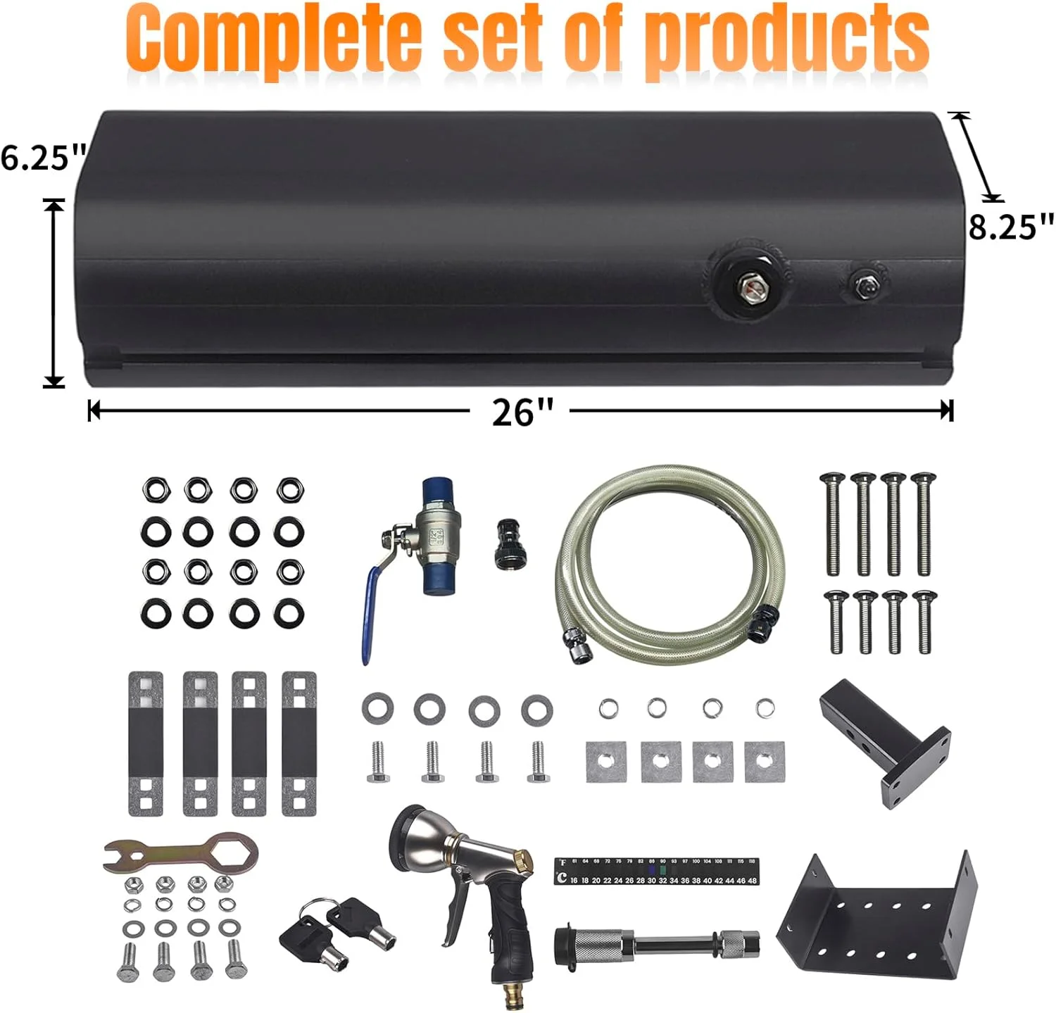 مخزن آب تحت فشار 15 لیتری ZHSYMX برای دوش کمپینگ و فعالیت های خارج از منزل، مخزن ذخیره آب قابل نصب روی سپر برای وسایل نقلیه، کامیون ها، SUV