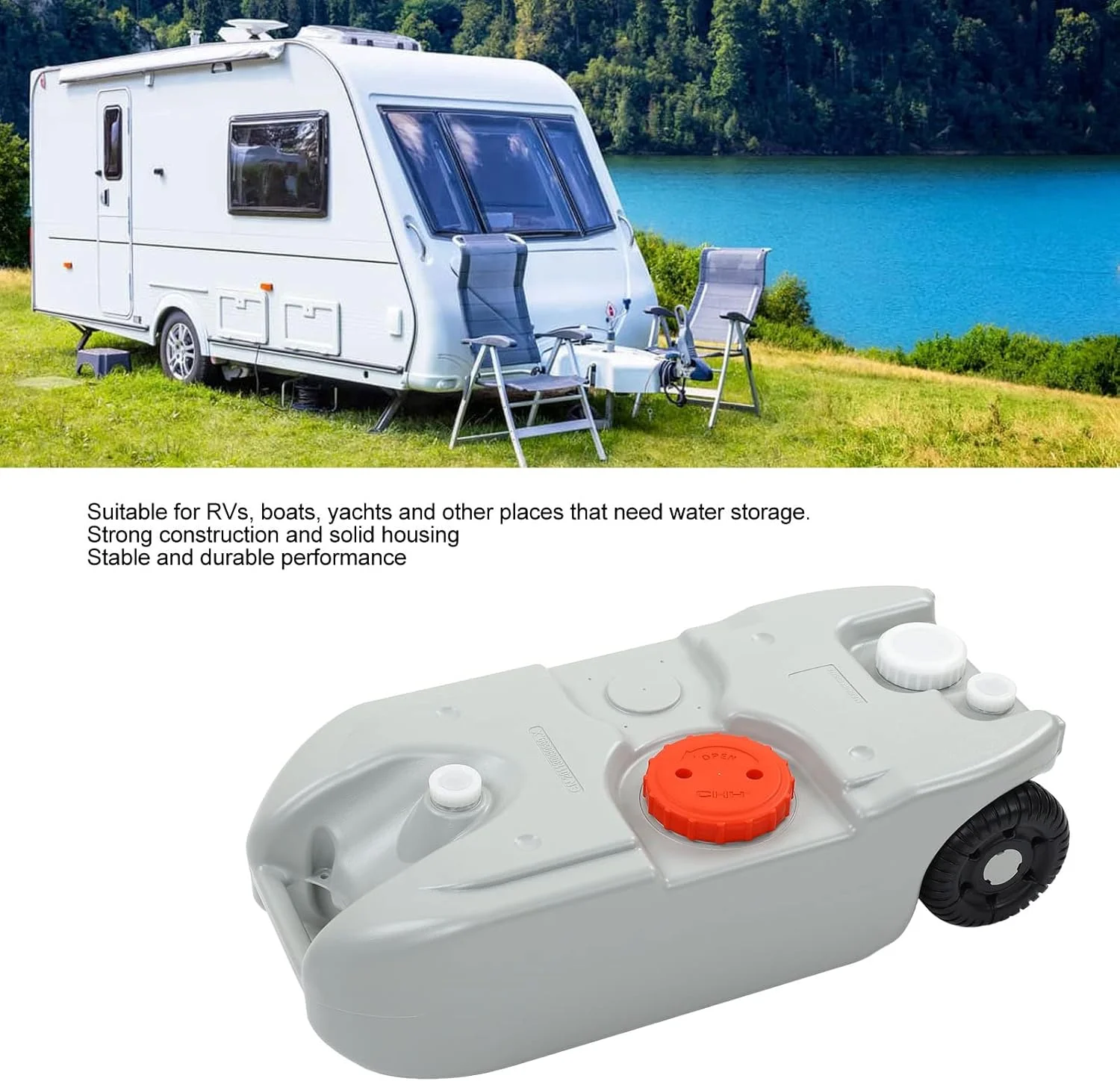 مخزن آب قابل حمل Zhed، ظرفیت بزرگ 40 لیتری، مخزن آب جهانی HDPE RV، نوع قرقره ای، لوازم جانبی قایق، مخزن آب قایق برای RV و قایق