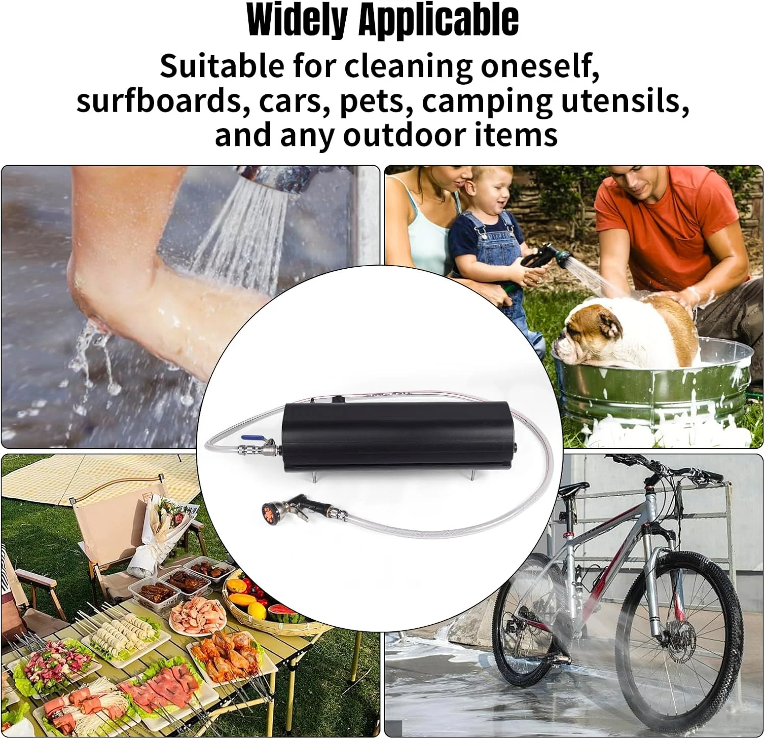 مخزن آب تحت فشار 15 لیتری ZHSYMX برای دوش کمپینگ و فعالیت های خارج از منزل، مخزن ذخیره آب قابل نصب روی سپر برای وسایل نقلیه، کامیون ها، SUV