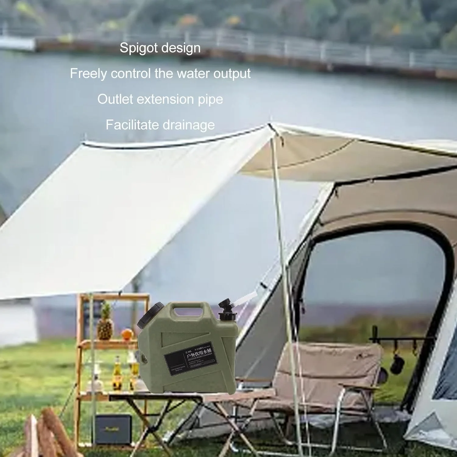 ظرف نگهداری آب CHICIRIS، حمل کننده نگهداری آب برای کمپینگ، سطل نگهداری آب قابل حمل 10 لیتری Shine Trip، ظرف آب چند منظوره خانگی با شیر برای فضای باز