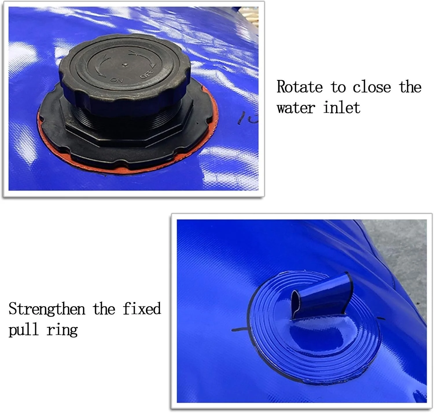 کیسه آب کشاورزی فضای باز، مخزن آب آبیاری، پی وی سی تاشو با ظرفیت بالا 0.9 میلی متر برای باغبانی ساختمانی / آبی / 120 لیتر / 0.5 * 0.6 * 0.4 متر