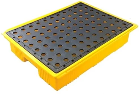 پالت نگهداری و مهار نشت بشکه، سینی پلی اتیلنی ضد نشت و ماژولار برای جلوگیری از نشت روغن و مواد شیمیایی در انبارها، کارخانه ها و گاراژها