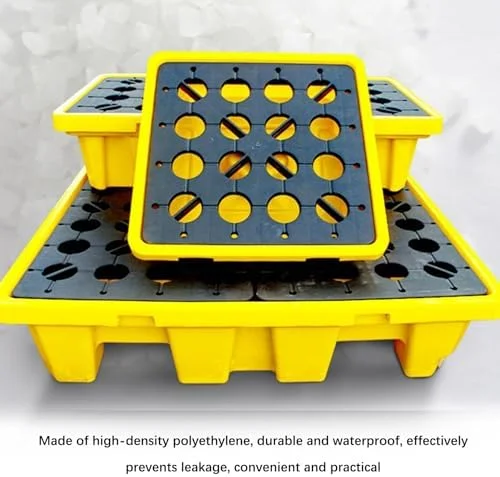 پالت نگهداری و مهار نشت بشکه، سینی پلی اتیلنی ضد نشت و ماژولار برای جلوگیری از نشت روغن و مواد شیمیایی در انبارها، کارخانه ها و گاراژها