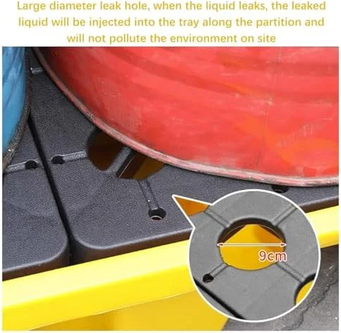 سکوی مهار نشت ماژولار برای مصارف صنعتی، سینی ضد نشت برای بشکه و مخزن روغن، ساختار پلی اتیلنی بادوام برای ایمنی مواد خطرناک، 66x66x15 سانتی متر