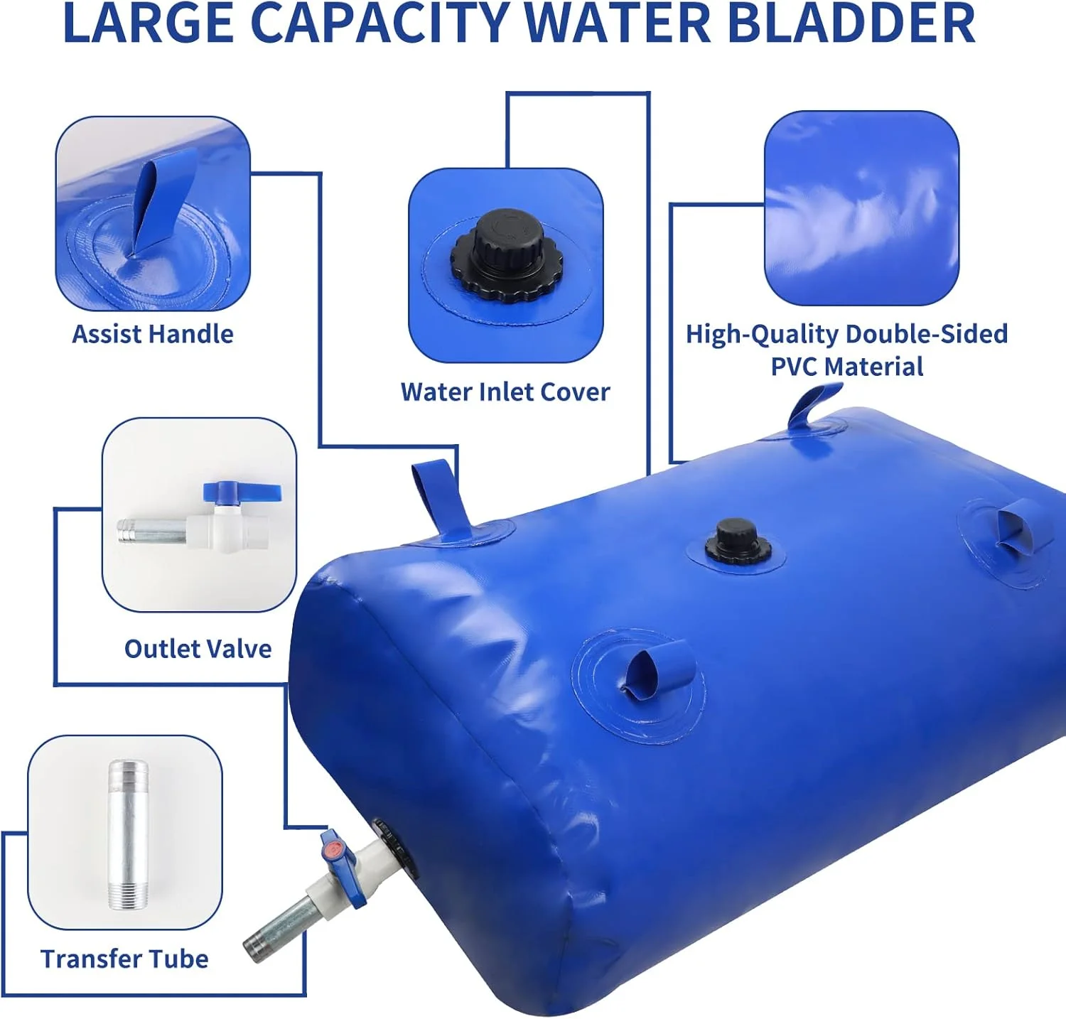 مخزن آب 240 لیتری با شیر، تانک آب قابل حمل با ظرفیت بالا، مخزن جمع شونده آب باران و مخزن ذخیره آب، برای کمپینگ، حفاظت از آتش سوزی، آبیاری کشاورزی و آب اضطراری