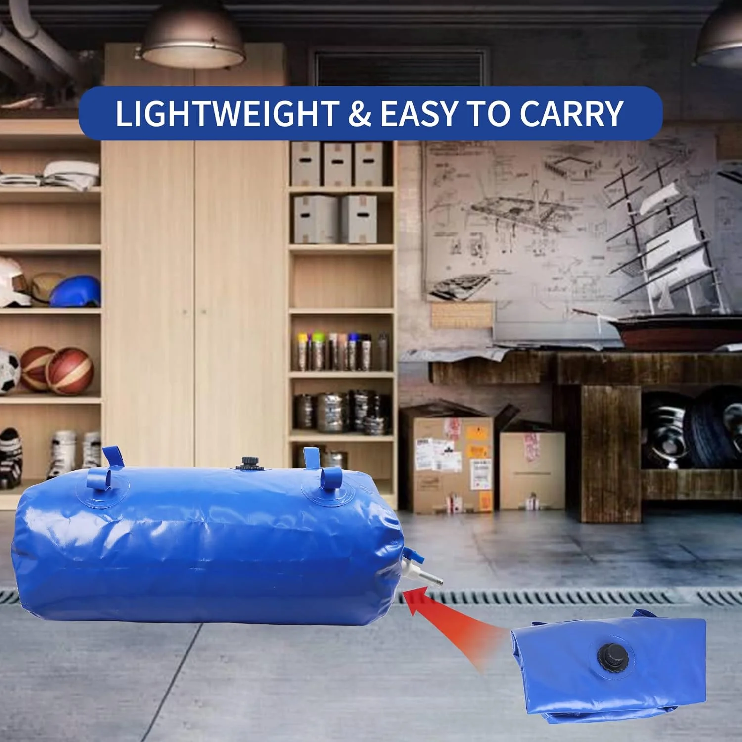 مخزن آب 240 لیتری با شیر، تانک آب قابل حمل با ظرفیت بالا، مخزن جمع شونده آب باران و مخزن ذخیره آب، برای کمپینگ، حفاظت از آتش سوزی، آبیاری کشاورزی و آب اضطراری