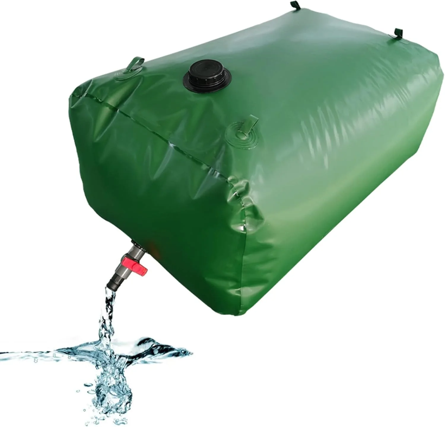 کیسه مخزن آب تاشو سبز رنگ مناسب خودرو، مزارع و ذخیره سازی قابل حمل آب، ظرفیت بزرگ (اندازه: 1x0.8x0.6 متر / 480 لیتر / 126 گالن)