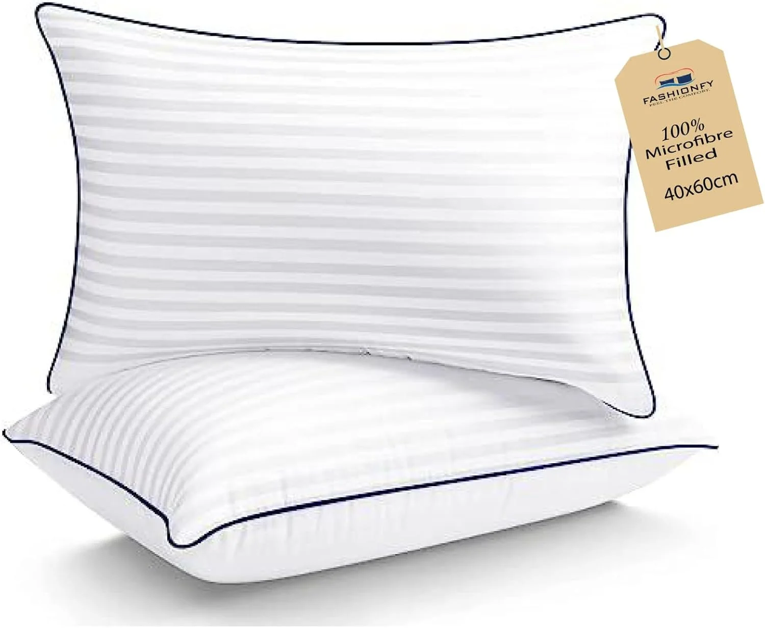 بالش های تخت خواب برای خوابیدن، ست 2 عددی سایز استاندارد (60x40 سانتی متر) - خنک کننده، کیفیت لوکس هتل با پر کردن میکروفایبر 100% نرم و ممتاز برای خوابیدن به پشت، شکم یا پهلو