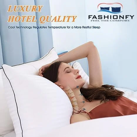 بالش های تخت خواب برای خوابیدن، ست 2 عددی سایز استاندارد (60x40 سانتی متر) - خنک کننده، کیفیت لوکس هتل با پر کردن میکروفایبر 100% نرم و ممتاز برای خوابیدن به پشت، شکم یا پهلو