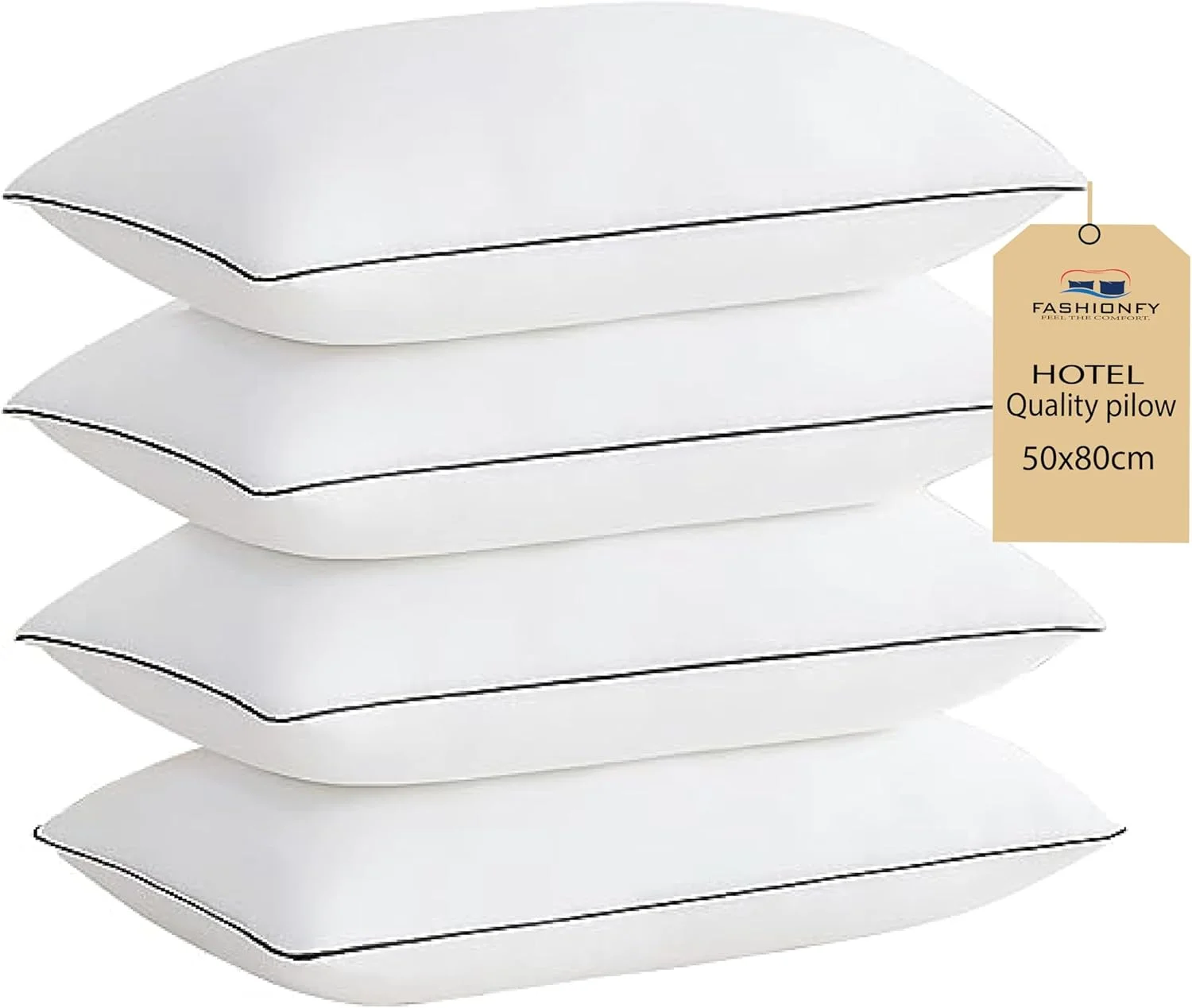 ست 4 عددی بالش تخت خواب - بالش های هتلی برای خواب - بالش تخت خواب نرم و راحت سایز کینگ برای افرادی که به پهلو و پشت می خوابند، بالش های جایگزین پر (کینگ 50x80 - بسته 4 عددی)