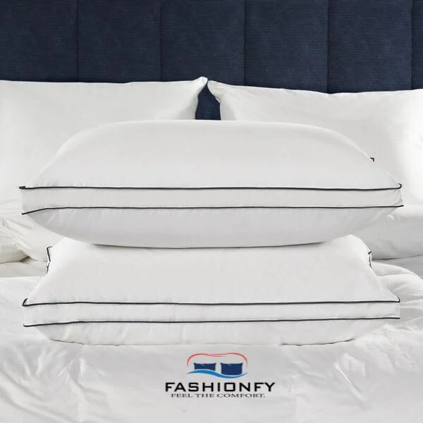 بالش های خواب FASHIONFY® ست 2 عددی، بالش تخت سایز کینگ، بالش های هتلی جایگزین پر، بالش لوکس هتلی برای خوابندگان پهلو و پشت، نرم و راحت (کینگ 50x76 سانتی متر)