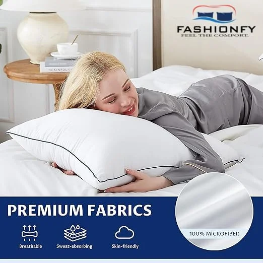 ست 4 عددی بالش تخت خواب - بالش های هتلی برای خواب - بالش تخت خواب نرم و راحت سایز کینگ برای افرادی که به پهلو و پشت می خوابند، بالش های جایگزین پر (کینگ 50x80 - بسته 4 عددی)