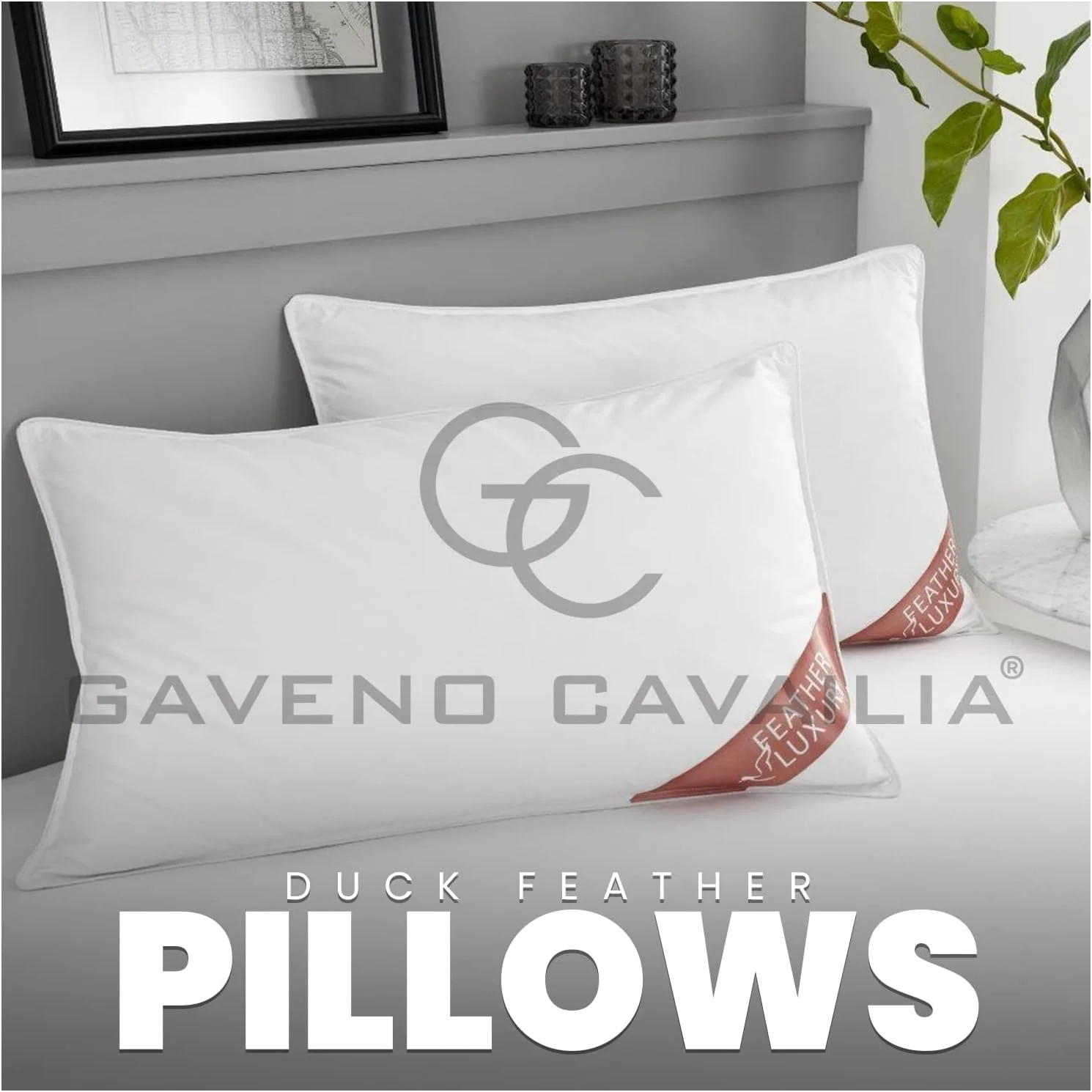 بالش پر غاز جی سی گاوِنو کاوالیا، بسته 2 عددی، بالش راحت با کیفیت هتلی، بالش سفید با قابلیت شستشو برای حمایت از سر، (50x70 سانتی متر)