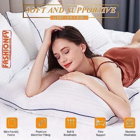 بالش های خواب FASHIONFY® سایز استاندارد (60x40 سانتی متر) ست 2 عددی - خنک کننده، کیفیت لوکس هتلی با پرکننده نرم و لطیف برای خوابیدن به پشت، شکم یا پهلو