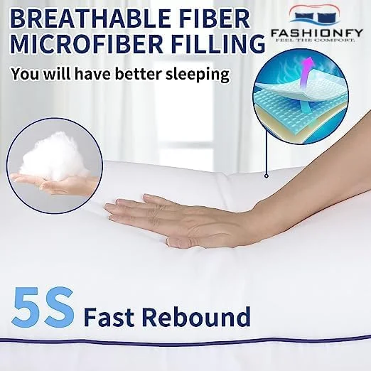 ست 4 عددی بالش تخت خواب - بالش های هتلی برای خواب - بالش تخت خواب نرم و راحت سایز کینگ برای افرادی که به پهلو و پشت می خوابند، بالش های جایگزین پر (کینگ 50x80 - بسته 4 عددی)