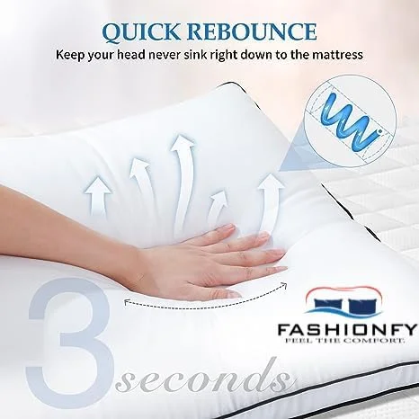 بالش های خواب FASHIONFY® ست 2 عددی، بالش تخت سایز کینگ، بالش های هتلی جایگزین پر، بالش لوکس هتلی برای خوابندگان پهلو و پشت، نرم و راحت (کینگ 50x76 سانتی متر)