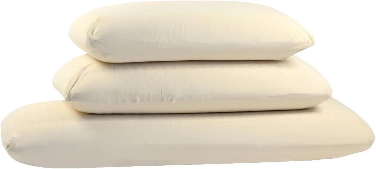 بالش تخت خواب ارگانیک طبیعی سبز - بالش های فوم لاتکس لاستیکی ارگانیک دارای گواهینامه GOLS برای خوابیدن برای پهلو و شکم، روکش پنبه ای ارگانیک زیپ دار - سایز استاندارد - ارتفاع زیاد - متوسط