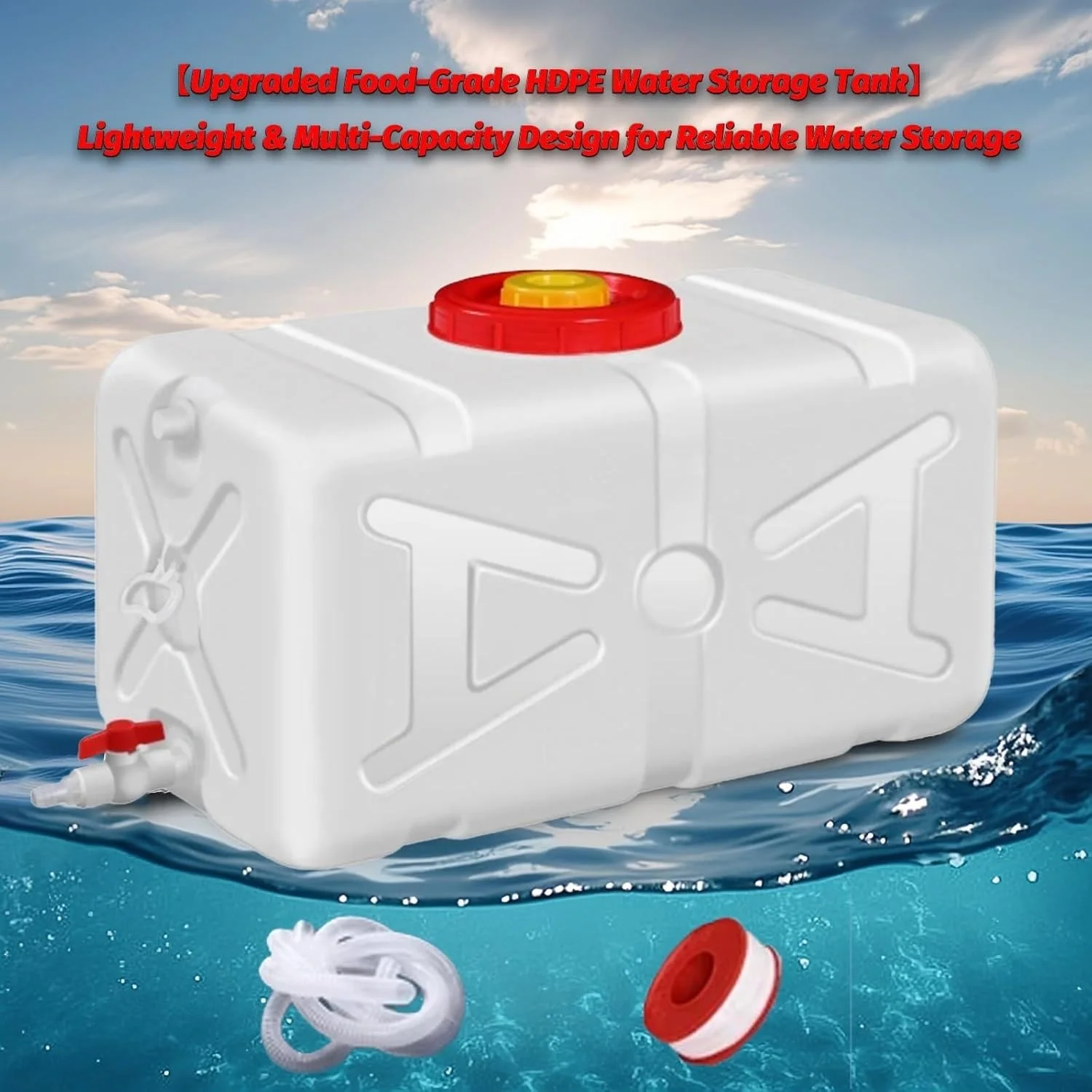 مخزن ذخیره آب چند منظوره HDPE درجه مواد غذایی IJHGH برای کمپینگ، پیاده روی، خانه، مزرعه، فضای باز - 25، 50، 80 و 200 لیتری