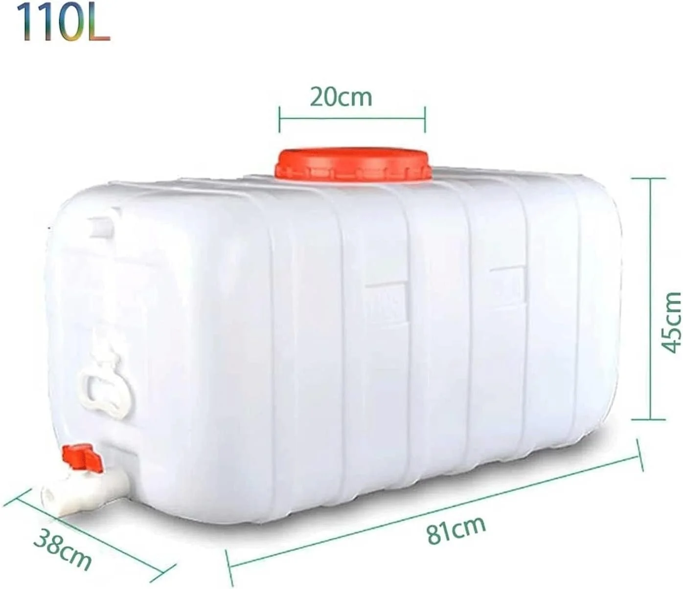 مخزن آب IJHGH پلاستیکی ضخیم در ابعاد 25/45/80/110/160 لیتری، مخزن ذخیره آب افقی، سطل ذخیره سازی مستطیلی با درب، مخزن آب قابل حمل برای کمپینگ، مسافرت و استفاده در خودرو