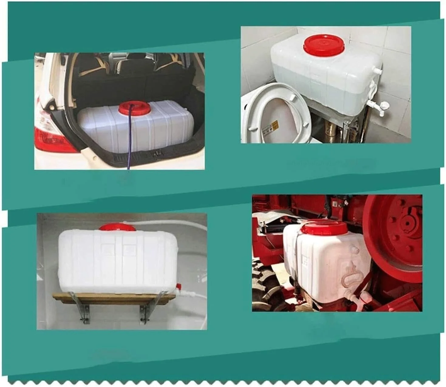 مخزن آب افقی مربعی IJHGH، بادوام، از جنس پلاستیک HDPE با گرید غذایی، مناسب برای باغ، خانه و استفاده در فضای باز