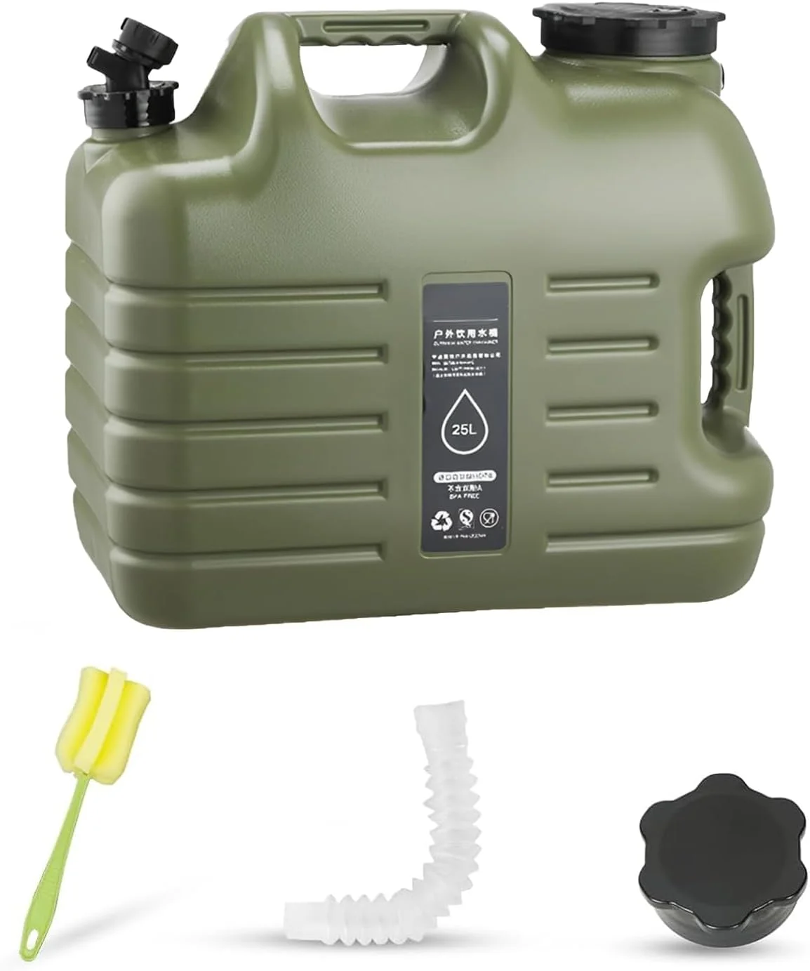 ظروف آب قابل حمل با شیر، گالن 5.5 (25 لیتری)، مخزن آب با شیر، ظروف ذخیره سازی آب چند منظوره برای کمپینگ، پیاده روی در فضای باز، سطل ذخیره آب، نوشیدنی