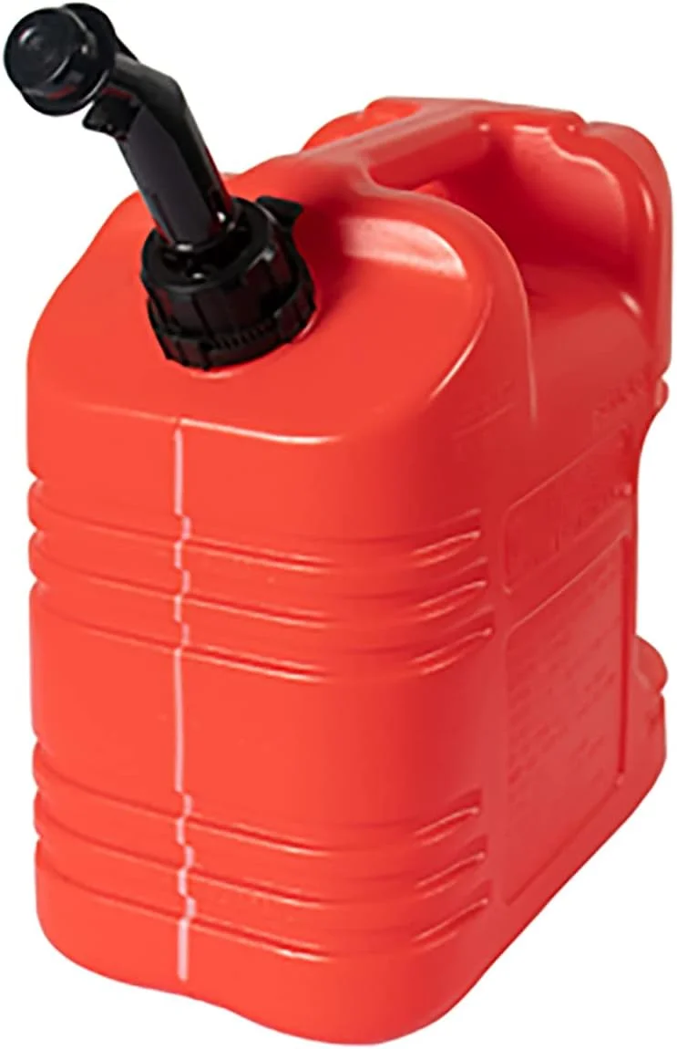 ظرف بنزین پلاستیکی قابل حمل با لوله راهنمای روغن داخلی، مخزن ذخیره بنزین پلی اتیلن، مخزن بنزین یدکی برای اتومبیل و موتورسیکلت، قرمز، 10 لیتر