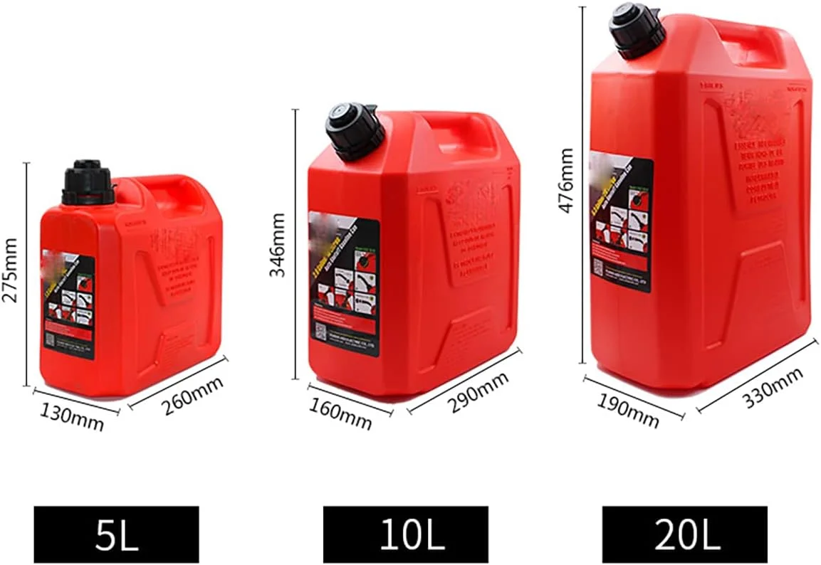 مخزن سوخت پلاستیکی SATUREY با ظرفیت 5/10/20 لیتر، مخزن بنزین خود تهویه شونده ضد الکتریسیته ساکن، مخزن ذخیره بنزین پلی اتیلن، قرمز، 5 لیتر