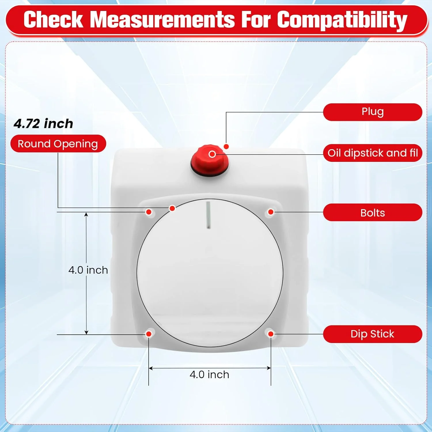 مخزن واحد قدرت پلی اتیلنی 4 کوارت برای سیستم های هیدرولیک، مخزن سیال کاربردی کف تخت پلی اتیلنی برای کامیون های کمپرسی، تریلرها، RV ها و قایق ها