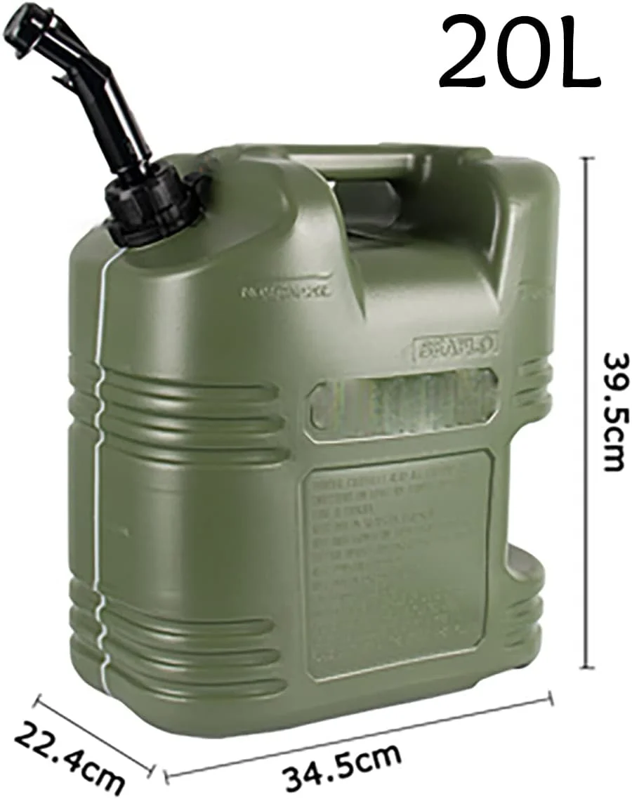 گالن بنزین پلاستیکی قابل حمل SATUREY با لوله راهنمای روغن داخلی، مخزن ذخیره بنزین پلی اتیلن، مخزن بنزین یدکی برای اتومبیل و موتورسیکلت، خاکستری، 20 لیتر