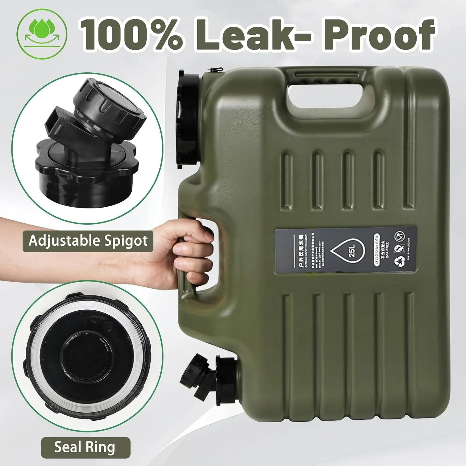 ظروف آب قابل حمل با شیر، گالن 5.5 (25 لیتری)، مخزن آب با شیر، ظروف ذخیره سازی آب چند منظوره برای کمپینگ، پیاده روی در فضای باز، سطل ذخیره آب، نوشیدنی