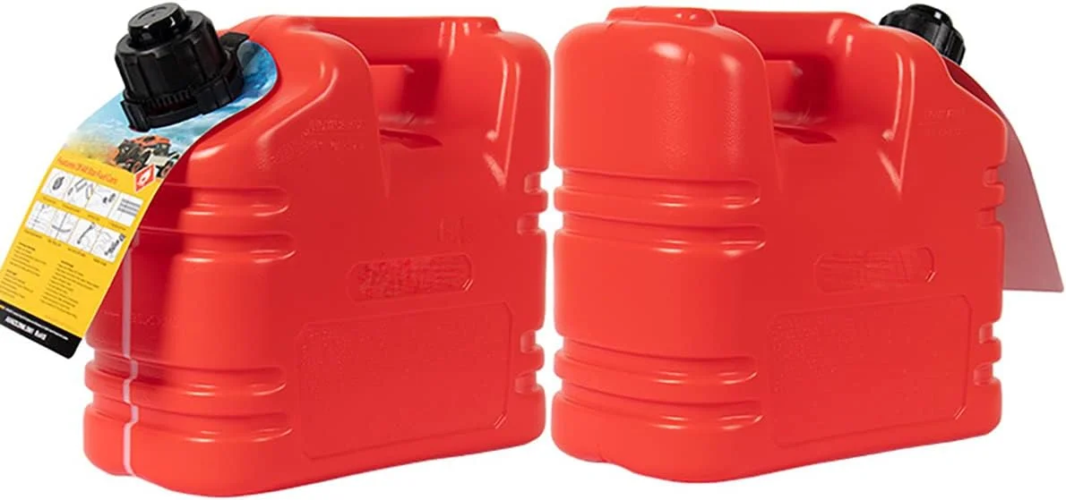 ظرف بنزین پلاستیکی قابل حمل با لوله راهنمای روغن داخلی، مخزن ذخیره بنزین پلی اتیلن، مخزن بنزین یدکی برای اتومبیل و موتورسیکلت، قرمز، 10 لیتر