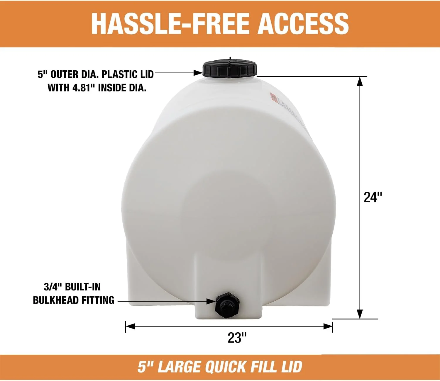 مخزن پلی اتیلن افقی پایه دار RomoTech، 246 لیتر