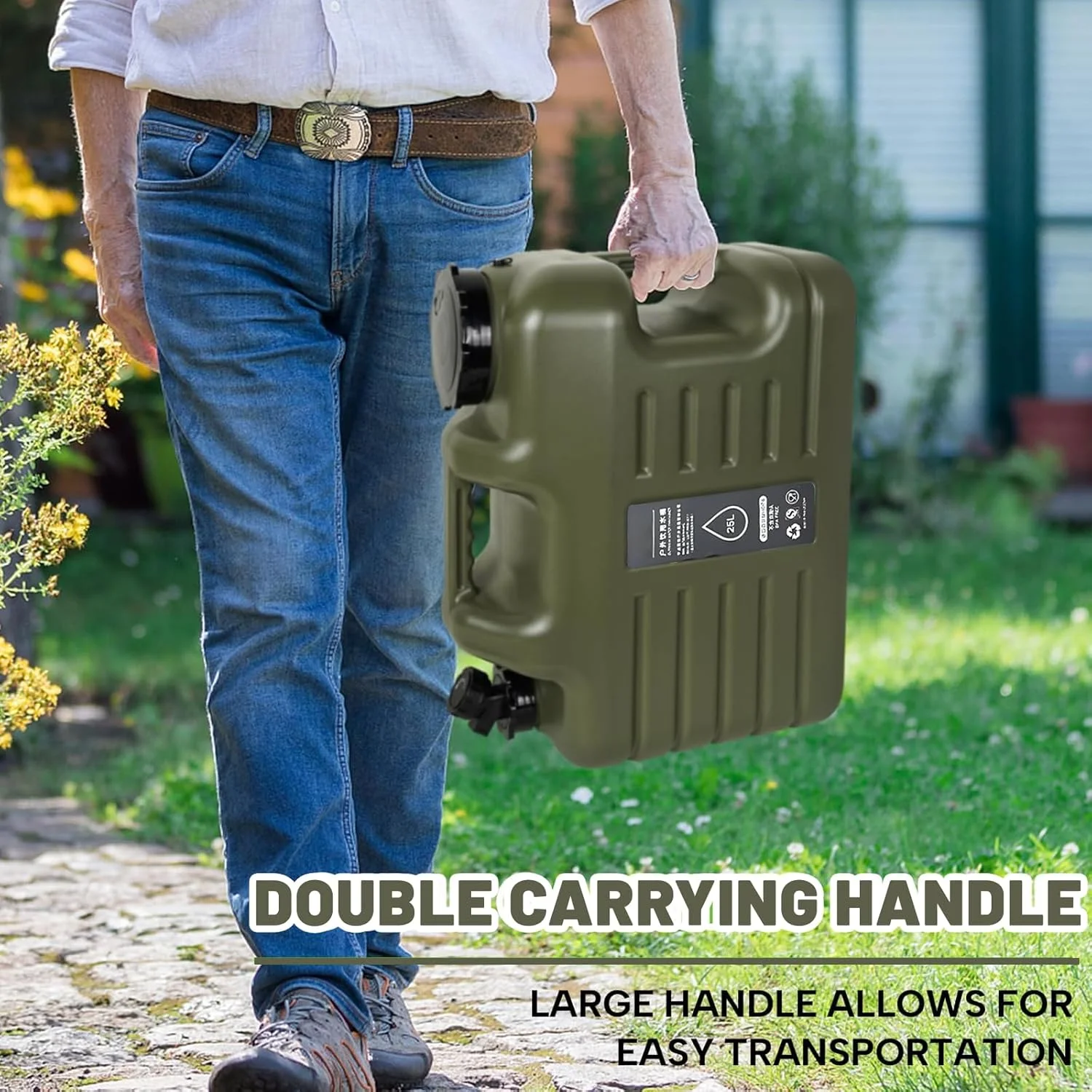 ظروف آب قابل حمل با شیر، گالن 5.5 (25 لیتری)، مخزن آب با شیر، ظروف ذخیره سازی آب چند منظوره برای کمپینگ، پیاده روی در فضای باز، سطل ذخیره آب، نوشیدنی