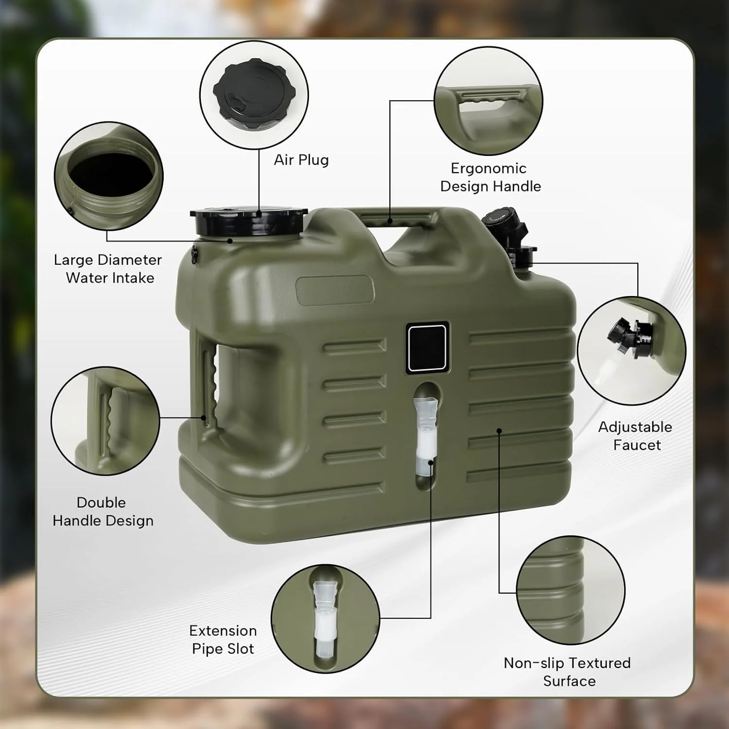 ظروف آب قابل حمل با شیر، گالن 5.5 (25 لیتری)، مخزن آب با شیر، ظروف ذخیره سازی آب چند منظوره برای کمپینگ، پیاده روی در فضای باز، سطل ذخیره آب، نوشیدنی