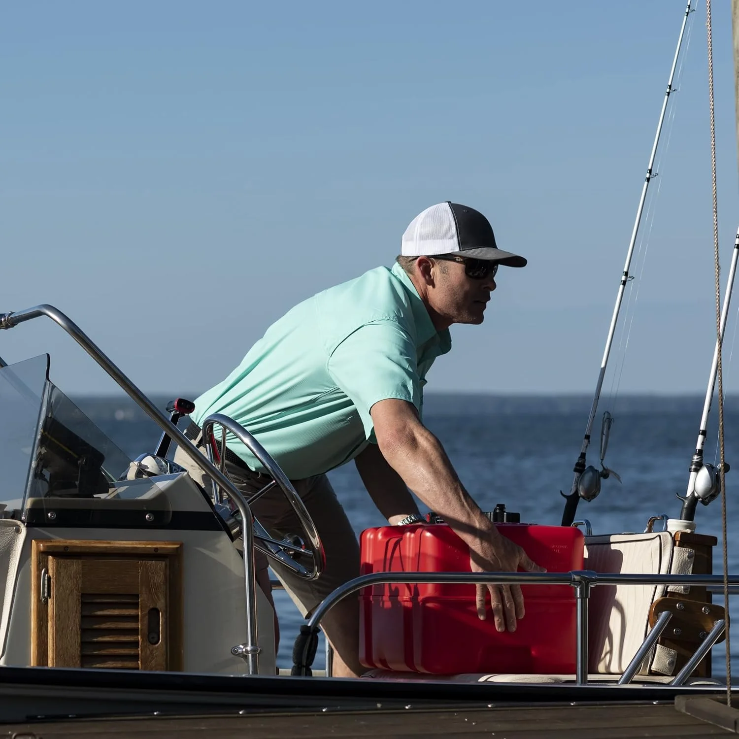 مخزن سوخت دریایی مستطیلی 12 گالنی سپتر مدل 08668 برای قایق های موتور دار، 58.42 * 35.56 * 35.56 سانتی متر، قرمز