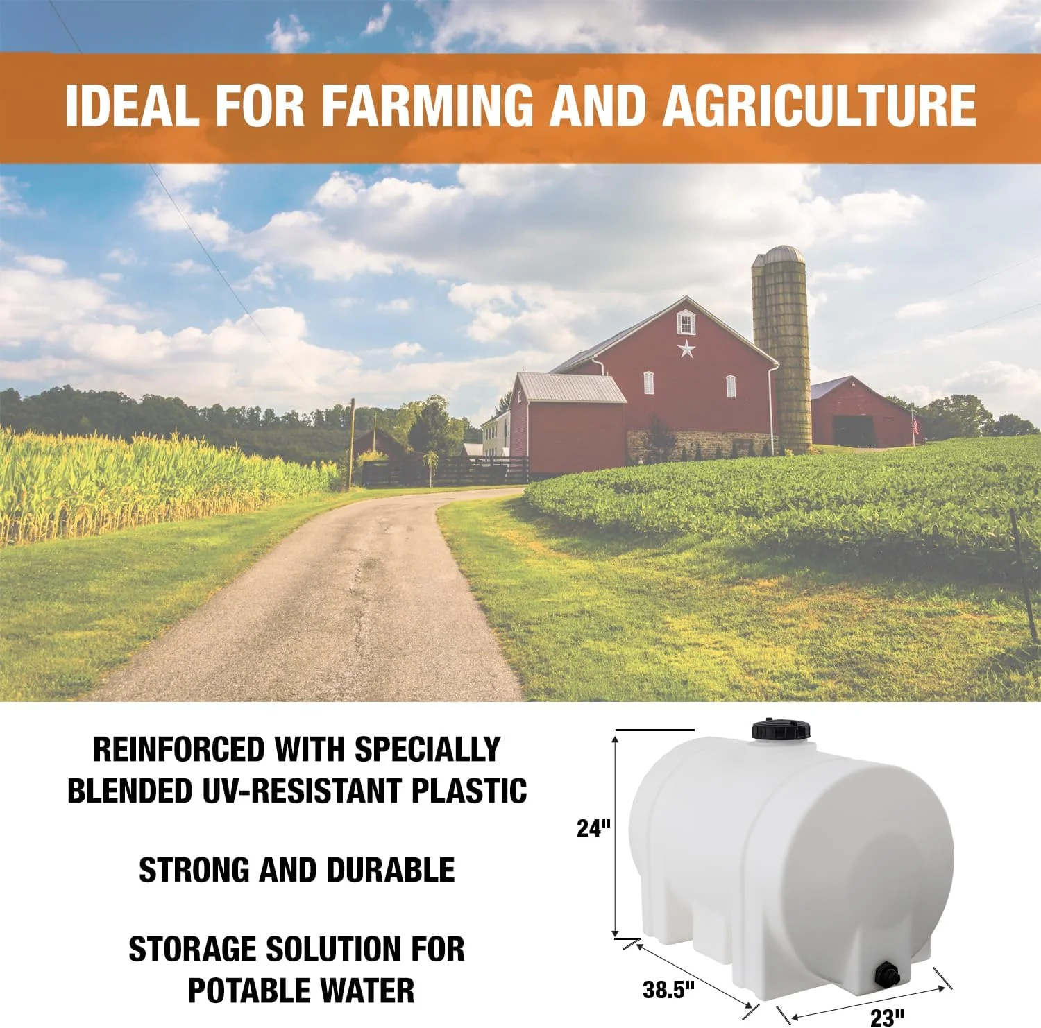 مخزن پلی اتیلن افقی پایه دار RomoTech، 246 لیتر