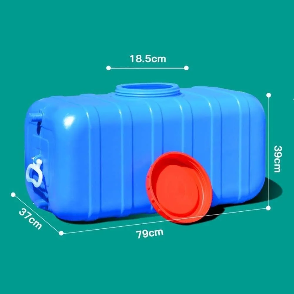 مخزن ذخیره آب مستطیلی آبی 70 لیتری/100 لیتری ضخیم بشکه مواد شیمیایی صنعتی ظرف ذخیره آب بدون BPA با شیر پلاستیکی درجه مواد غذایی برای مسافرت و شکار