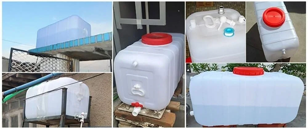 مخزن ذخیره آب مستطیلی آبی 70 لیتری/100 لیتری ضخیم بشکه مواد شیمیایی صنعتی ظرف ذخیره آب بدون BPA با شیر پلاستیکی درجه مواد غذایی برای مسافرت و شکار
