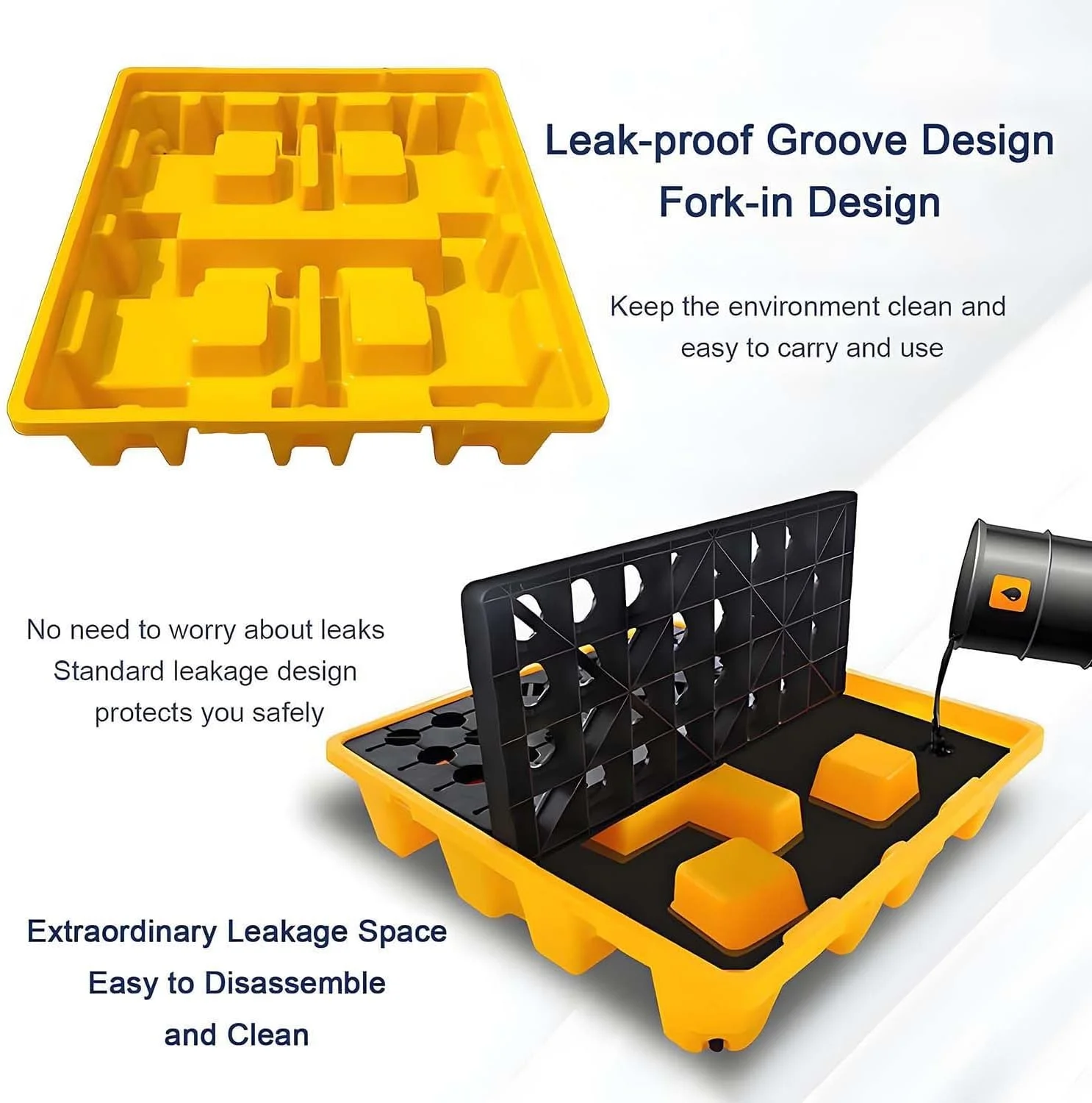 سینی ضد نشت مخزن روغن، پالت نگهداری نشت بشکه، سینی نگهداری توری جداشدنی تودرتو، سکوی پلی اتیلن صنعتی برای نگهداری گاراژ سطل رنگ (127 * 67 * 17 سانتی متر) سینی ضد نشت مخزن روغن، پالت نگهداری نشت بشکه، سینی نگهداری توری جداشدنی تودرتو، سکوی پلی اتیلن صنعتی برای نگهداری گاراژ سطل رنگ (127 * 67 * 17 سانتی متر)