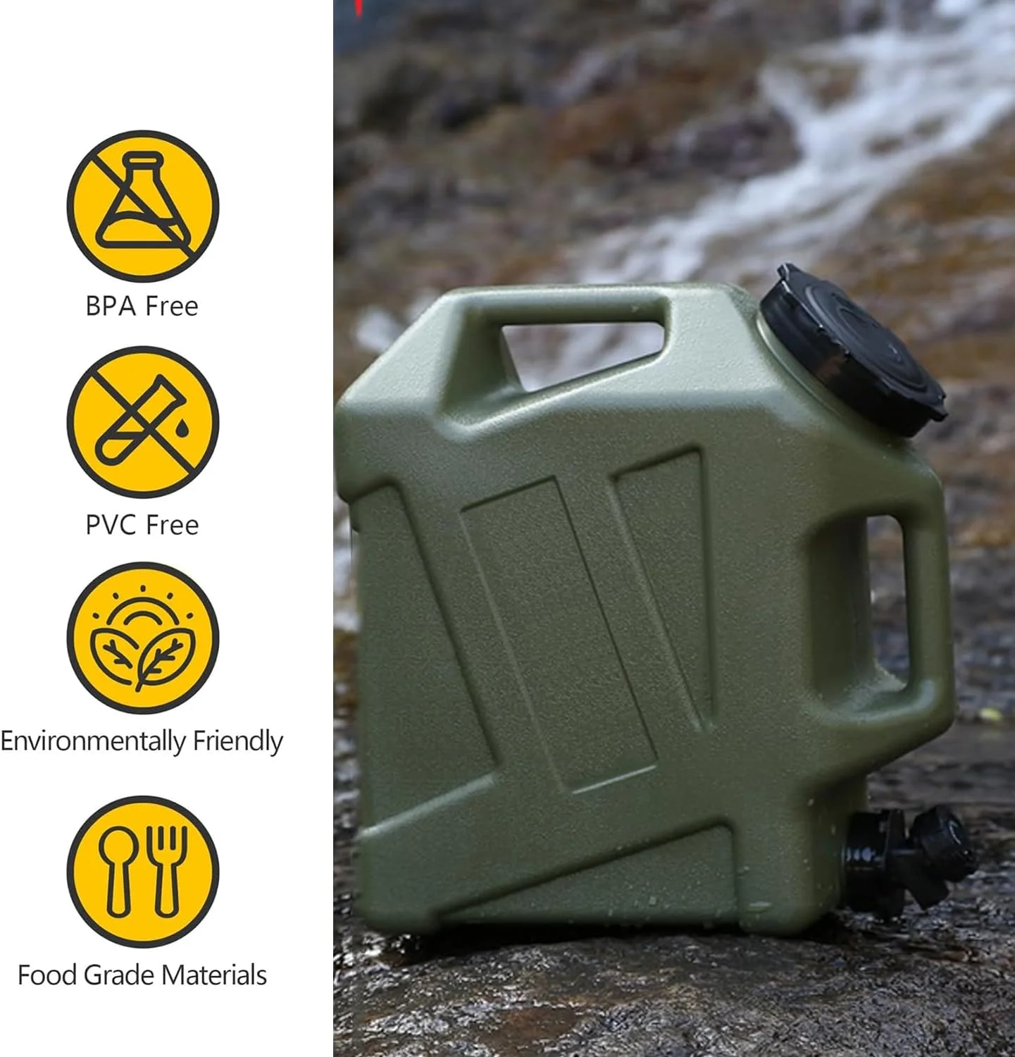 ظروف آب قابل حمل SPNOR با شیر، قمقمه آب 12 لیتری، مخزن آب با شیر، ظروف ذخیره آب چند منظوره برای کمپینگ، فضای باز، پیاده روی، نوشیدنی ظروف آب قابل حمل SPNOR با شیر، قمقمه آب 12 لیتری، مخزن آب با شیر، ظروف ذخیره آب چند منظوره برای کمپینگ، فضای باز، پیاده روی، نوشیدنی