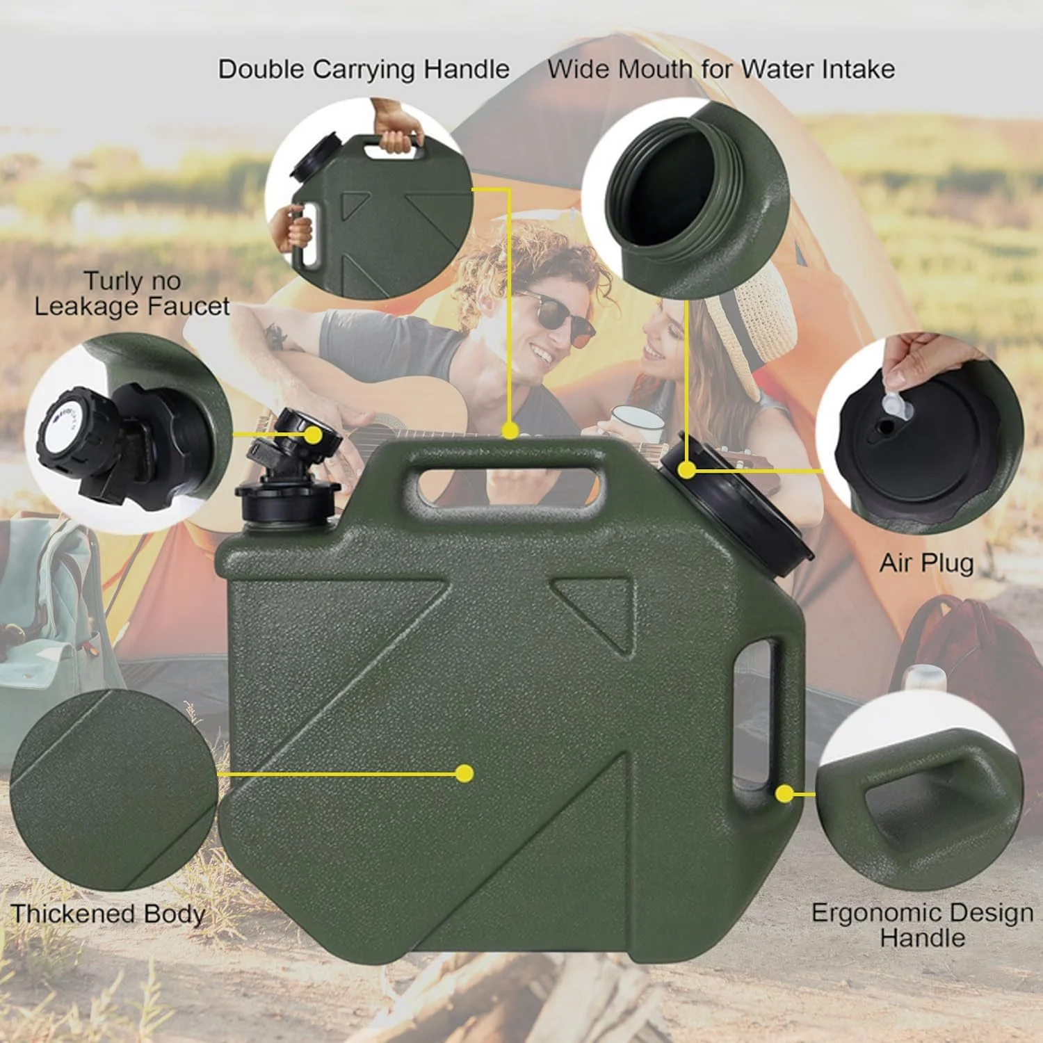 ظروف آب قابل حمل SPNOR با شیر، قمقمه آب 12 لیتری، مخزن آب با شیر، ظروف ذخیره آب چند منظوره برای کمپینگ، فضای باز، پیاده روی، نوشیدنی ظروف آب قابل حمل SPNOR با شیر، قمقمه آب 12 لیتری، مخزن آب با شیر، ظروف ذخیره آب چند منظوره برای کمپینگ، فضای باز، پیاده روی، نوشیدنی