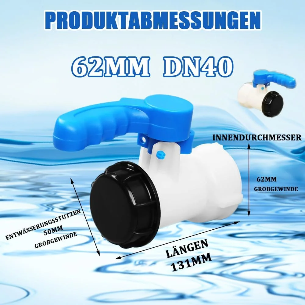 آداپتور یونیورسال مخزن آب IBC، شیر خروجی IBC 62 میلی متر، شیر توپی مخزن IBC 62 میلی متر، شیر توپی آداپتور IBC، شیر توپی برای مخزن 1000 لیتری، شیر خروجی مخزن IBC، شیر مخزن IBC 62 میلی متر