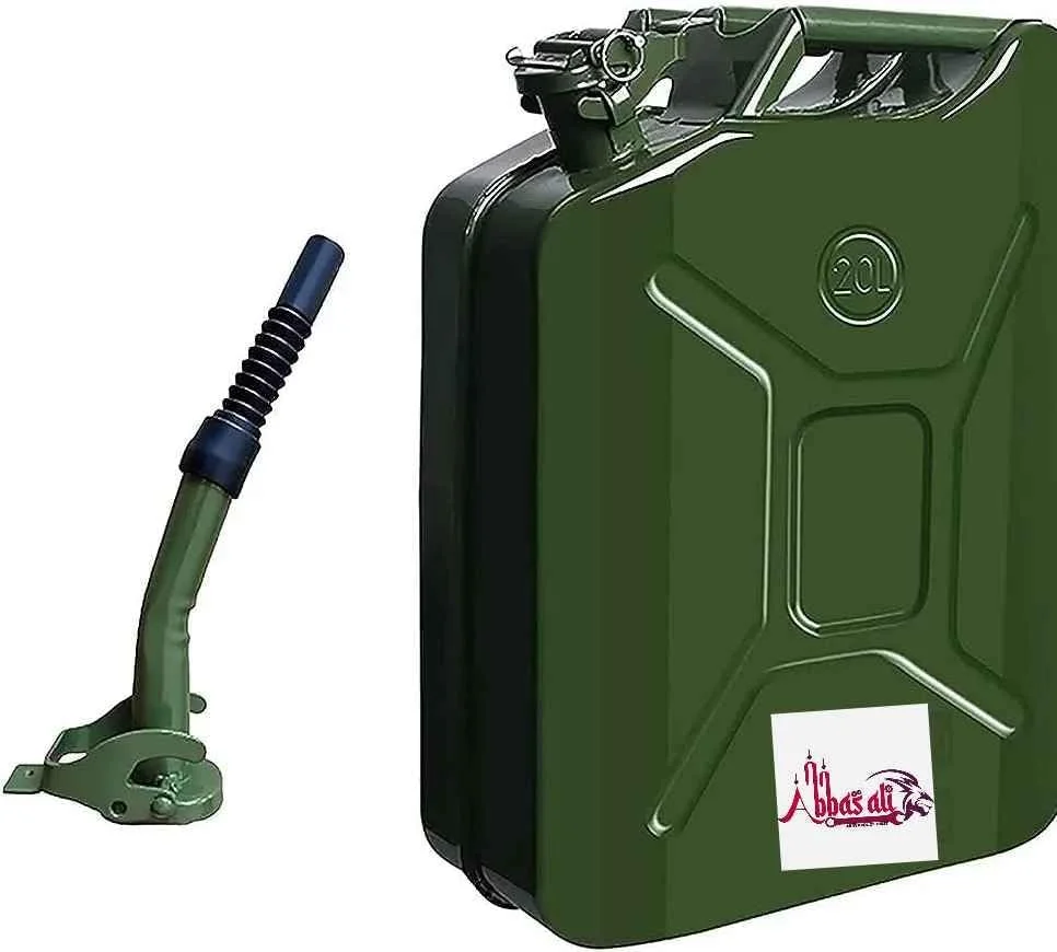 گالن فلزی بنزین عباسعلی برای بنزین/گازوئیل/آب با دهانه فلزی انعطاف پذیر (20 لیتر)