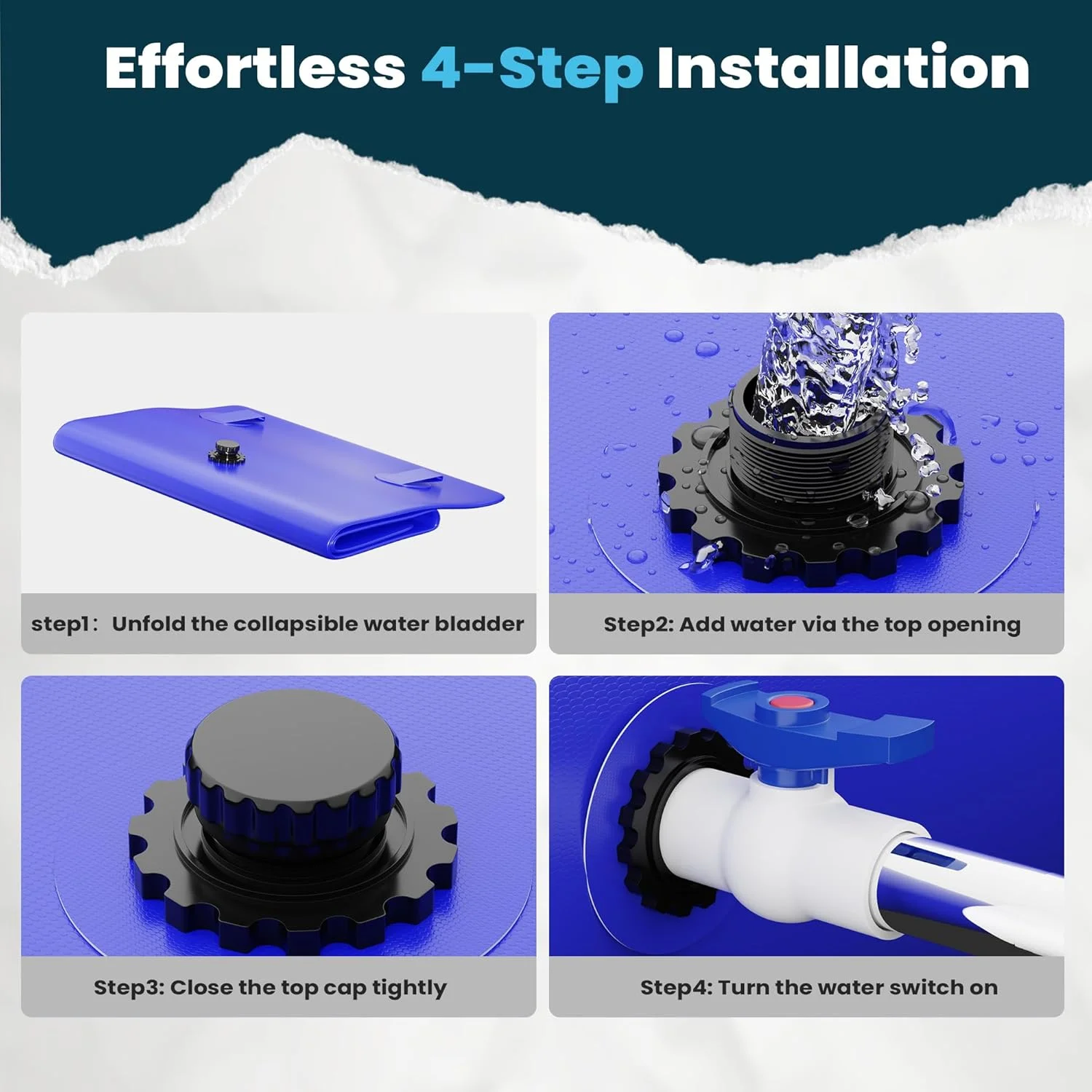 مخزن آب تاشو قابل حمل ZXZYHFTY با ظرفیت ۱۰۰ گالن (۲۴۰ لیتر)