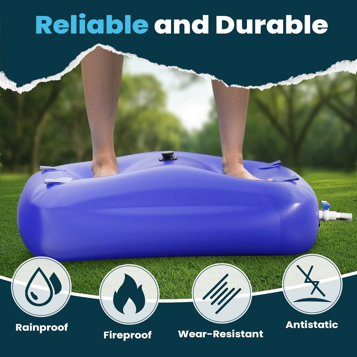 مخزن آب تاشو قابل حمل ZXZYHFTY با ظرفیت ۱۰۰ گالن (۲۴۰ لیتر)